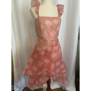 Alice + Olivia Azura Waterfall High-Low Ruffle Dress Size 6